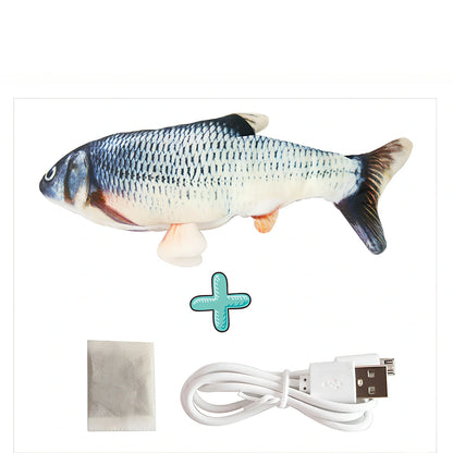 Electric flopping fish cat toy in clownfish design, 30cm long, USB rechargeable with touch sensor for play activation