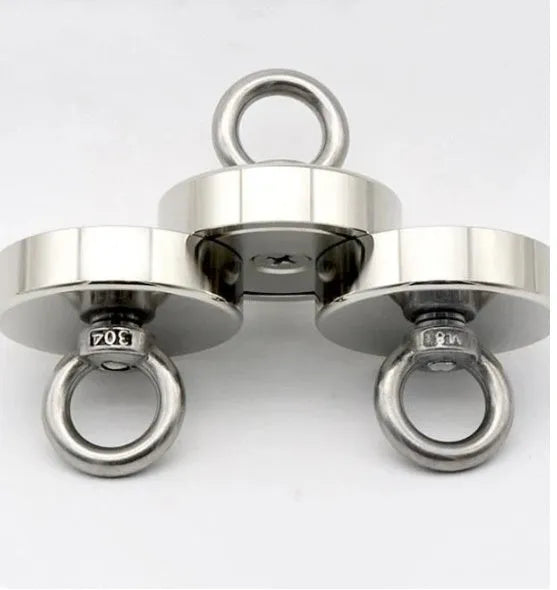D25mm round ring deep sea fishing magnet with nickel plating and suction cup