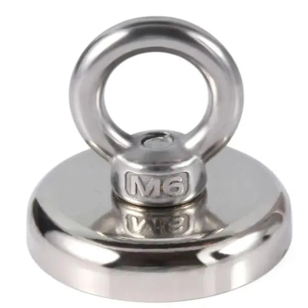 D25mm round ring deep sea fishing magnet with nickel plating and suction cup