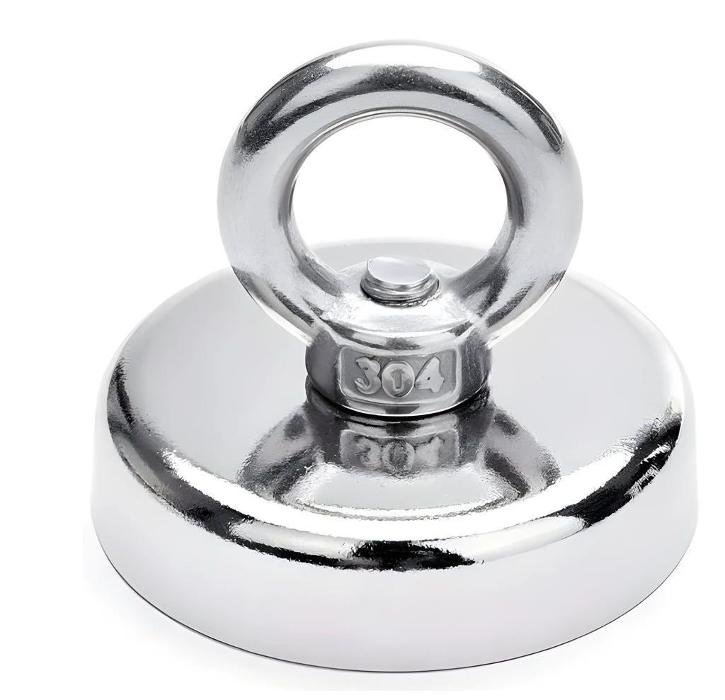 D25mm round ring deep sea fishing magnet with nickel plating and suction cup