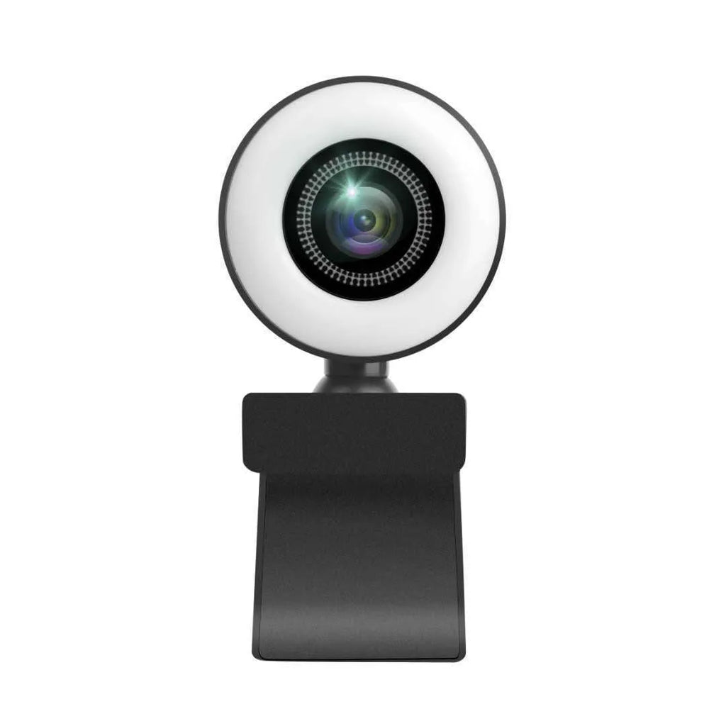 USB web camera with built-in LED ring light and wide-angle lens on a 1.5m cable