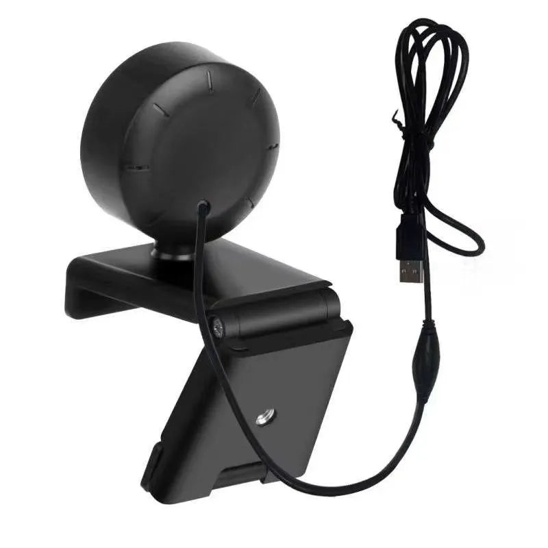 USB web camera with built-in LED ring light and wide-angle lens on a 1.5m cable