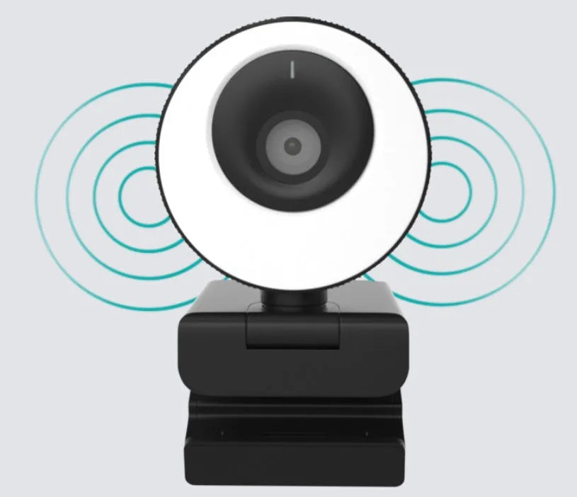 Black USB webcam with magnetic privacy cover on a 1.7m cable for 1080p video