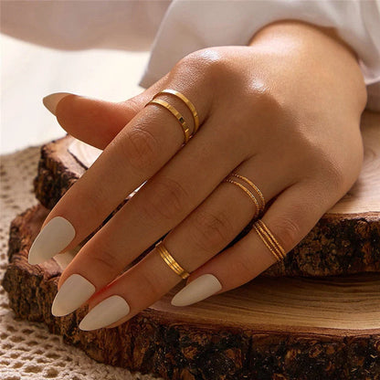 Bohemian Acrylic Silver Ring 10-piece Knuckle Ring Set with geometric design