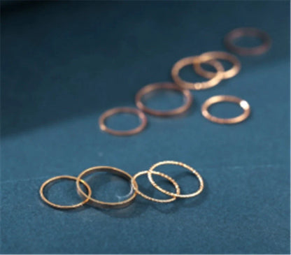 Bohemian Acrylic Silver Ring 10-piece Knuckle Ring Set with geometric design