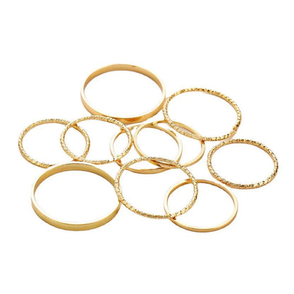 Bohemian Acrylic Silver Ring 10-piece Knuckle Ring Set with geometric design