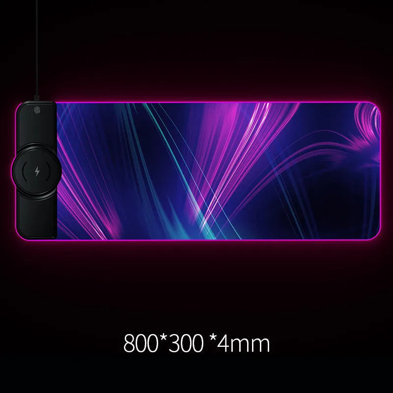 E-66 wireless charging mouse pad in black with fingerprint touch key and indicator light
