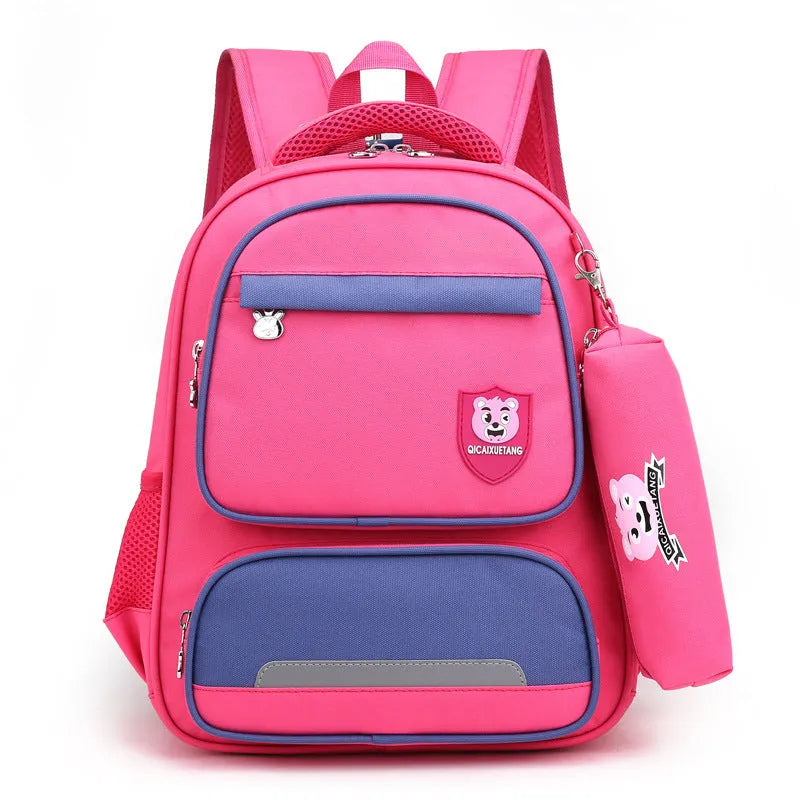 Korean version primary school schoolbag for second grade girl, cartoon design, Oxford cloth, waterproof, lightening, small size, blue colour