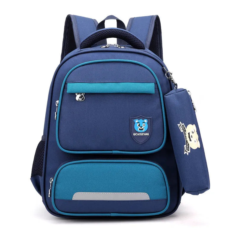 Korean version primary school schoolbag for second grade girl, cartoon design, Oxford cloth, waterproof, lightening, small size, blue colour