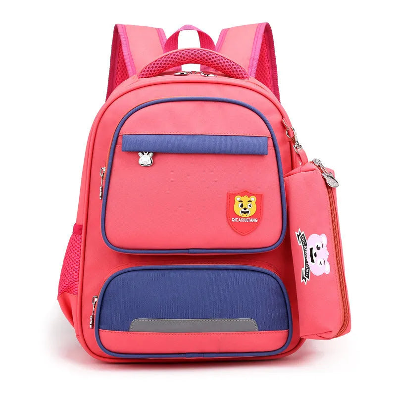 Korean version primary school schoolbag for second grade girl, cartoon design, Oxford cloth, waterproof, lightening, small size, blue colour