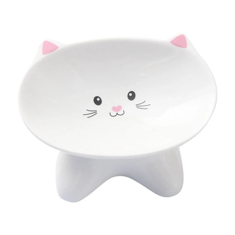Ceramic small cat face shape pet food bowl, durable and easy to clean