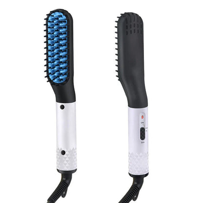 Versatile hair straightener brush with MCH heating technology, ceramic teeth, and two temperature settings for the modern Kiwi man