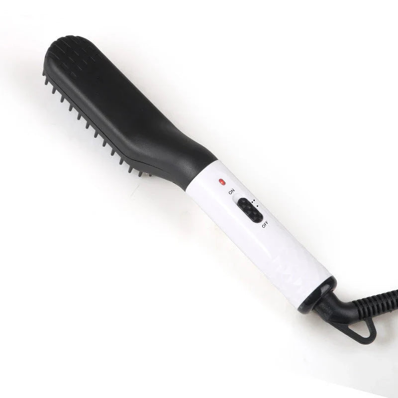 Versatile hair straightener brush with MCH heating technology, ceramic teeth, and two temperature settings for the modern Kiwi man