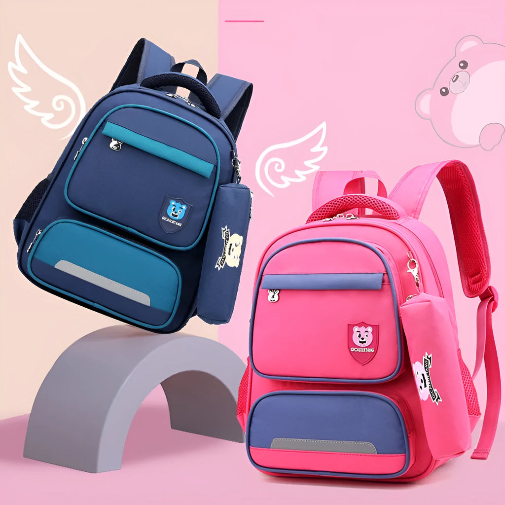 Korean version primary school schoolbag for second grade girl, cartoon design, Oxford cloth, waterproof, lightening, small size, blue colour