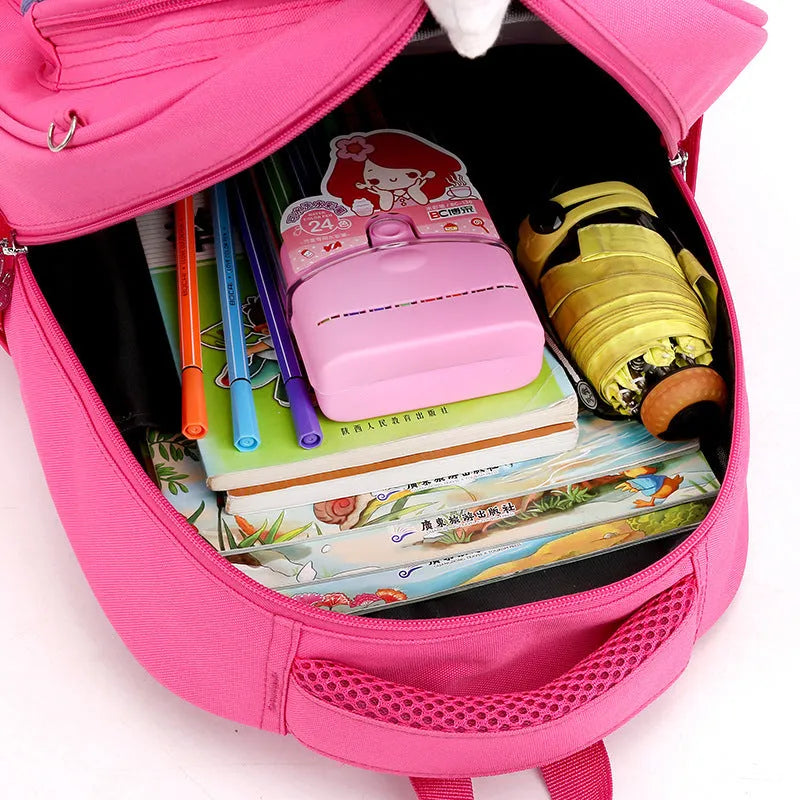 Korean version primary school schoolbag for second grade girl, cartoon design, Oxford cloth, waterproof, lightening, small size, blue colour
