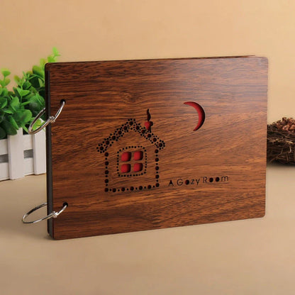 Handmade 8-inch wood cover photo album with customisable styles for memory keeping
