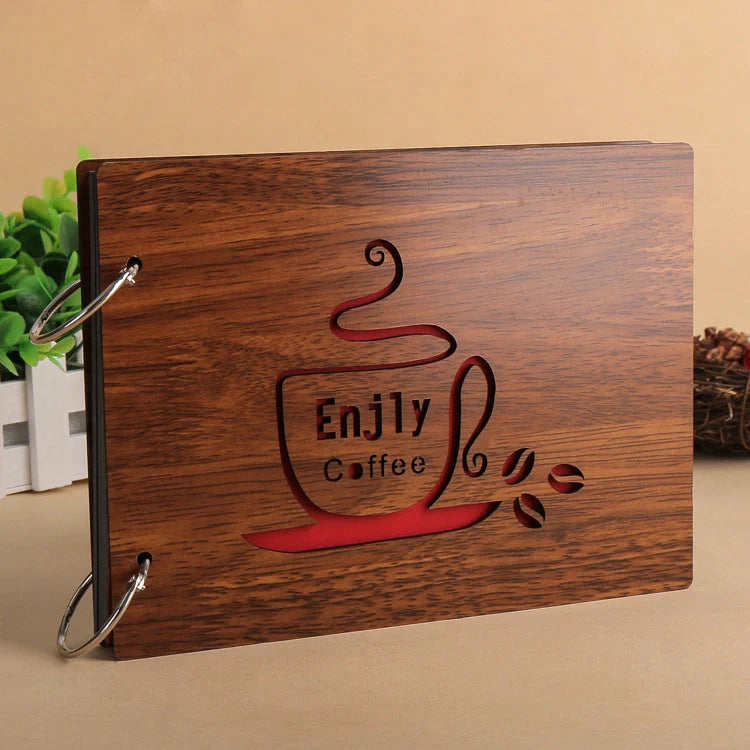 Handmade 8-inch wood cover photo album with customisable styles for memory keeping