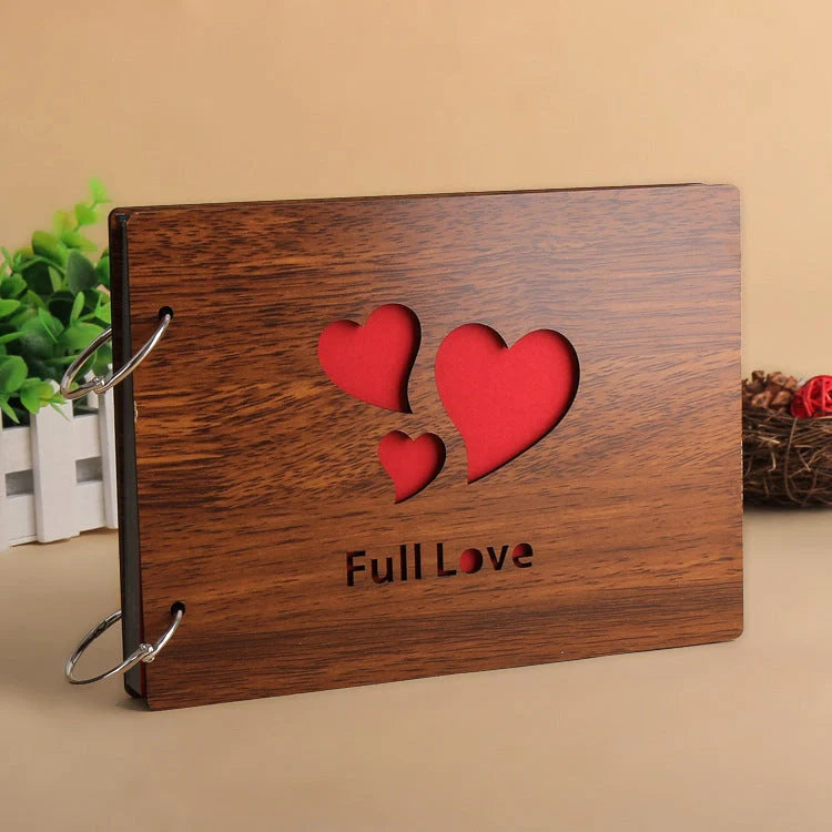 Handmade 8-inch wood cover photo album with customisable styles for memory keeping