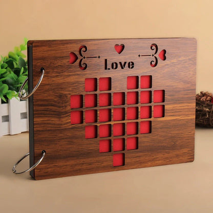 Handmade 8-inch wood cover photo album with customisable styles for memory keeping