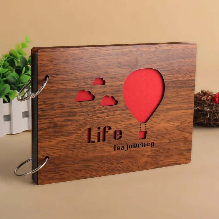 Handmade 8-inch wood cover photo album with customisable styles for memory keeping