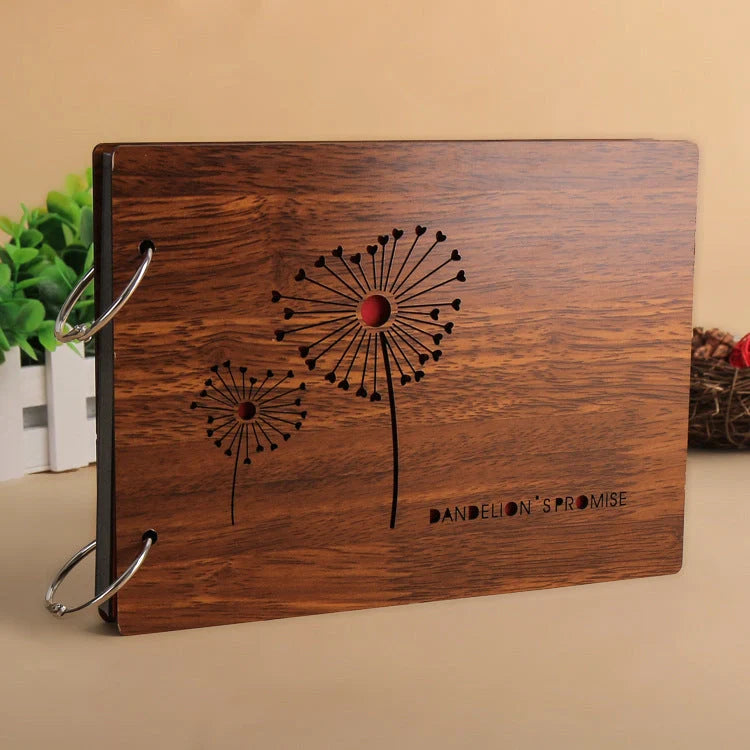 Handmade 8-inch wood cover photo album with customisable styles for memory keeping