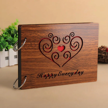 Handmade 8-inch wood cover photo album with customisable styles for memory keeping
