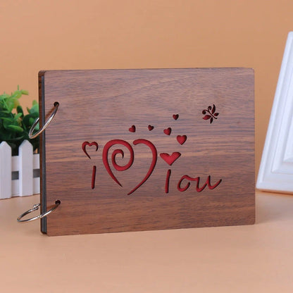 Handmade 8-inch wood cover photo album with customisable styles for memory keeping