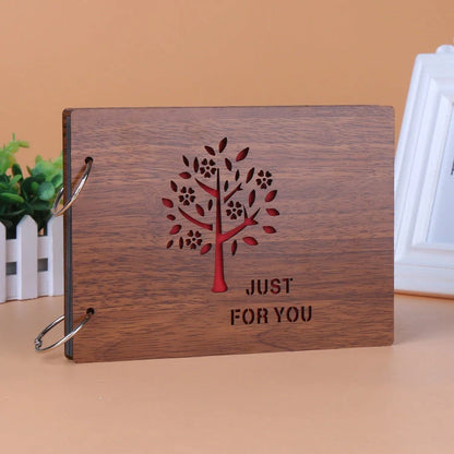Handmade 8-inch wood cover photo album with customisable styles for memory keeping