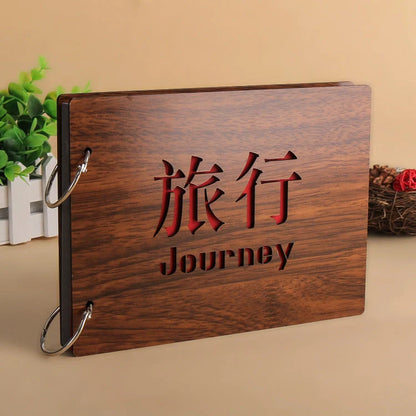 Handmade 8-inch wood cover photo album with customisable styles for memory keeping