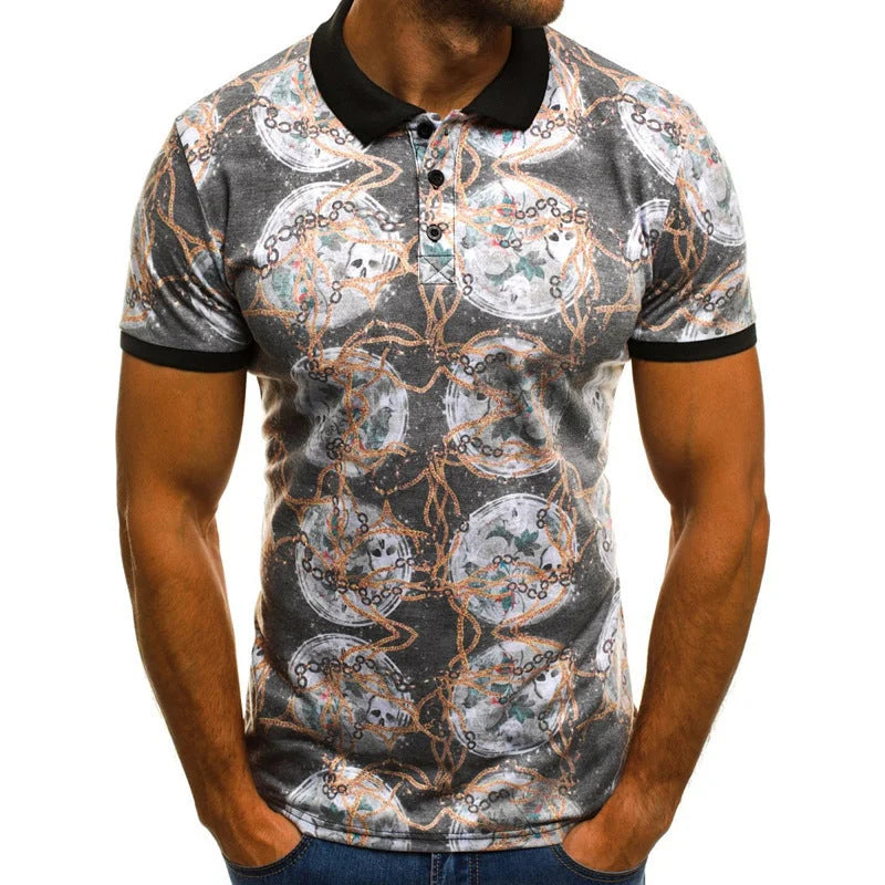 Men's quick-dry polo shirt with 3D mesh printing in various colours