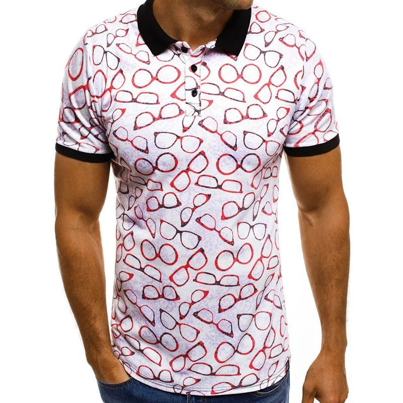 Men's quick-dry polo shirt with 3D mesh printing in various colours