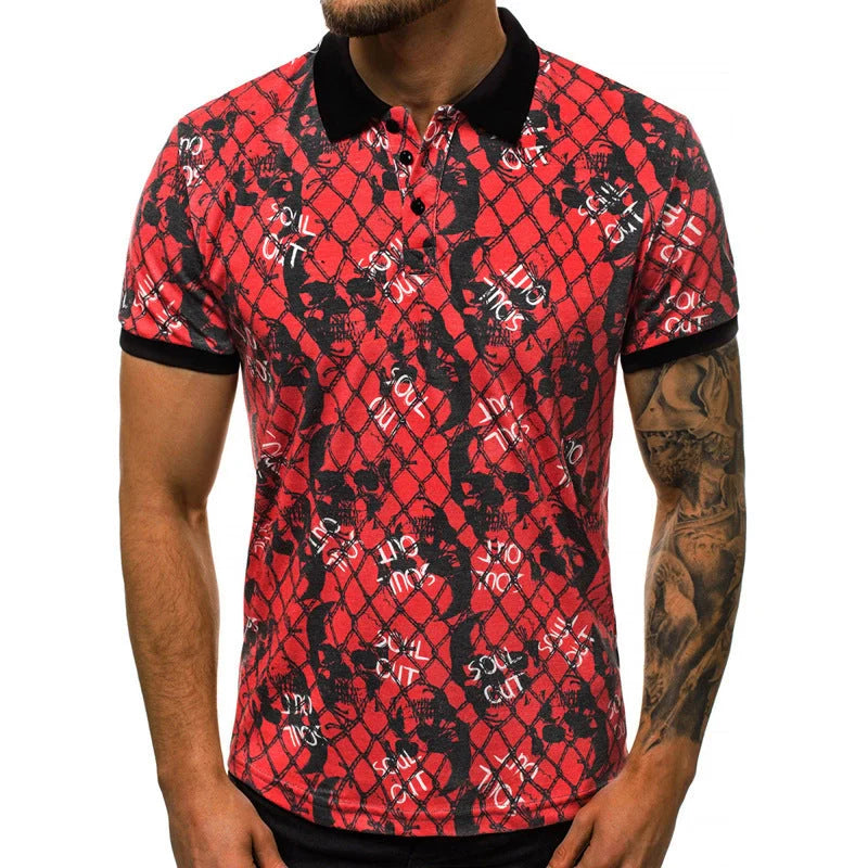 Men's quick-dry polo shirt with 3D mesh printing in various colours