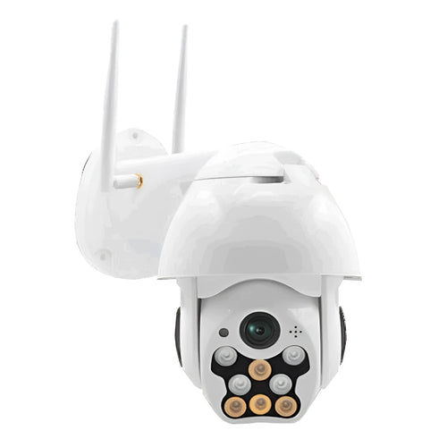 1080P wireless dome camera with 360-degree PTZ, infrared night vision, and motion detection for outdoor surveillance