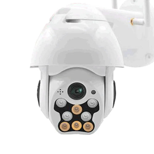 1080P wireless dome camera with 360-degree PTZ, infrared night vision, and motion detection for outdoor surveillance