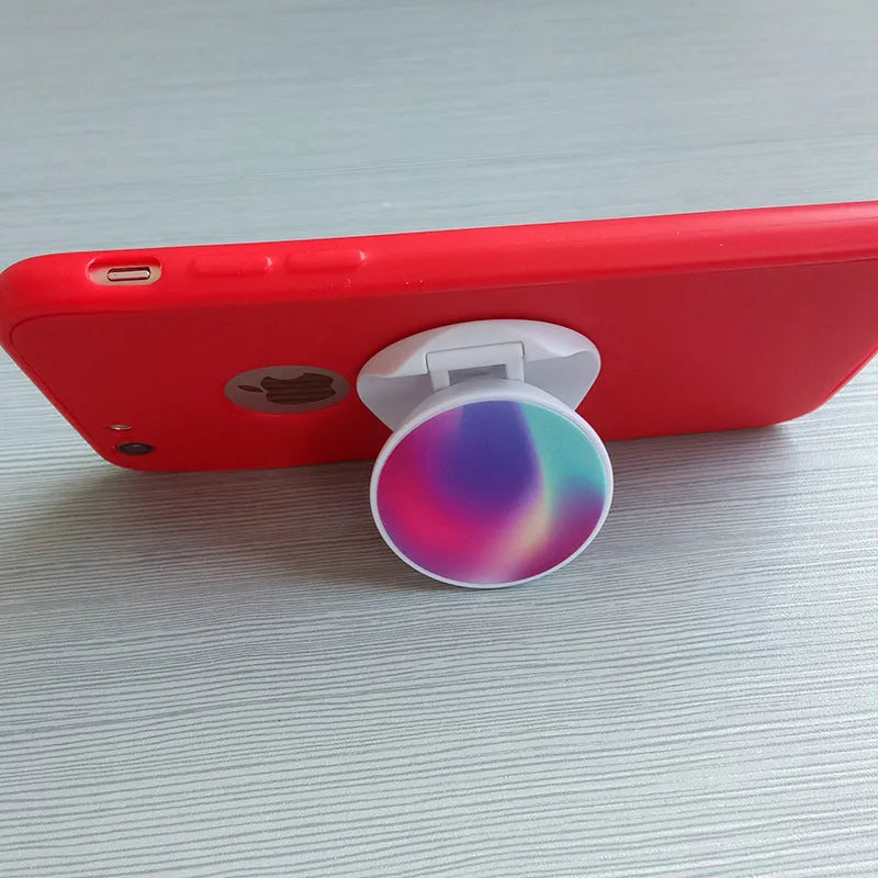 Folding mobile phone holder showing colour and style options including thermal transfer aluminium sheet version