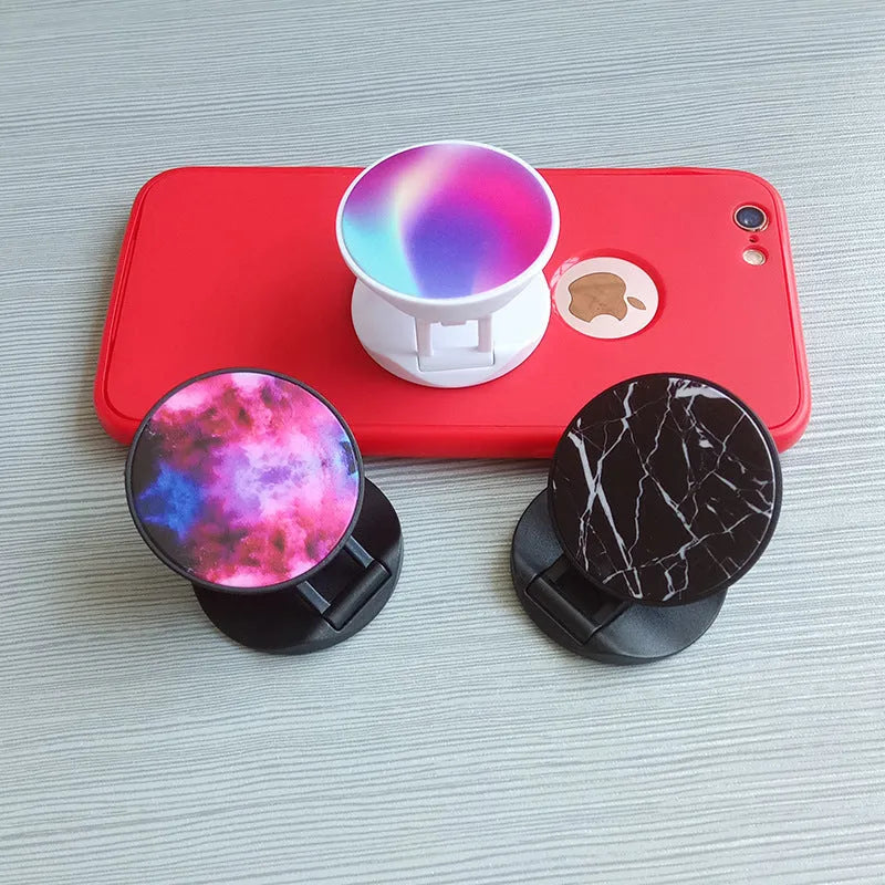 Folding mobile phone holder showing colour and style options including thermal transfer aluminium sheet version