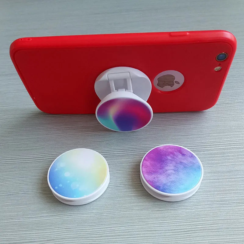 Folding mobile phone holder showing colour and style options including thermal transfer aluminium sheet version
