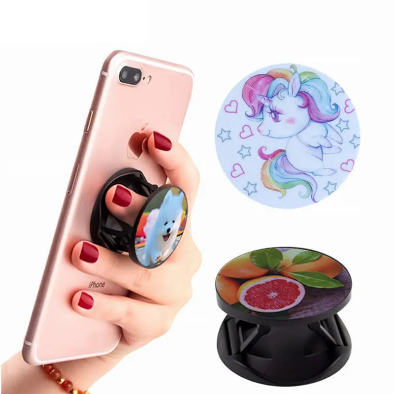 Folding mobile phone holder showing colour and style options including thermal transfer aluminium sheet version