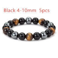 Hand-woven tiger eye stone bracelet in natural colours, showcasing unique texture and geometric design.
