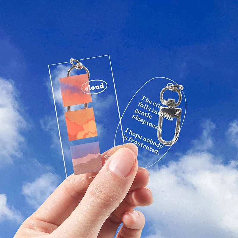 Little Happiness Acrylic Key Chain with Aesthetic INS Landscape Cloud Design
