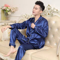 Plus size men's summer cardigan pyjama set in polyester, available in multiple colours, sizes L to 3XL