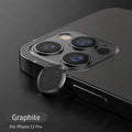 Hawk Eye tempered glass camera lens protector film for iPhone models in silver, blue, and black colours.