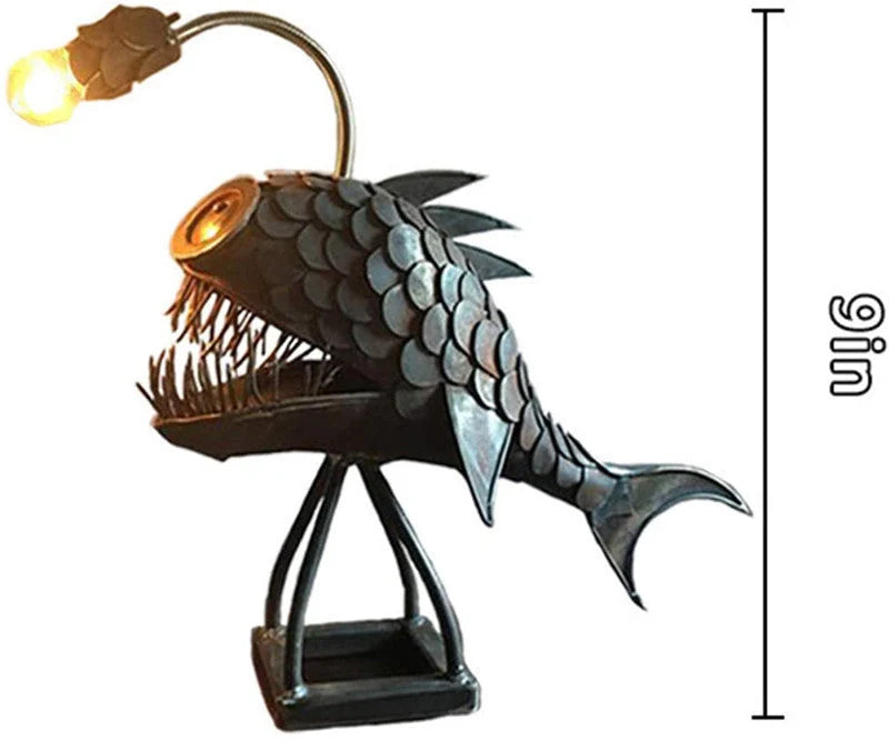 Anglerfish Lamp Floor-standing Retro Art Table Lamp with flexible head and rustic finish