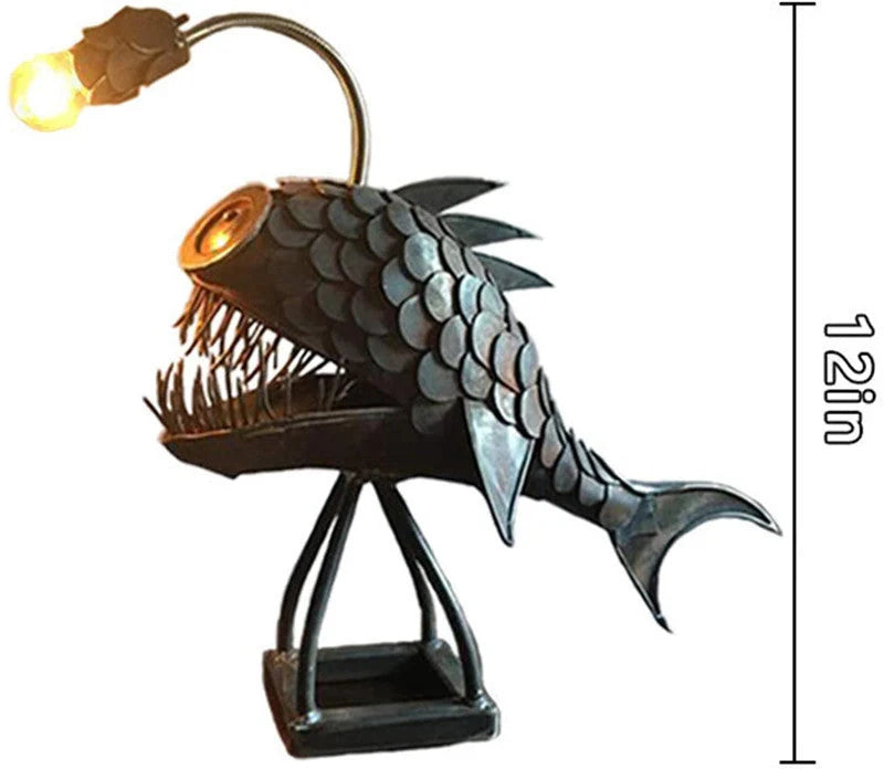 Anglerfish Lamp Floor-standing Retro Art Table Lamp with flexible head and rustic finish
