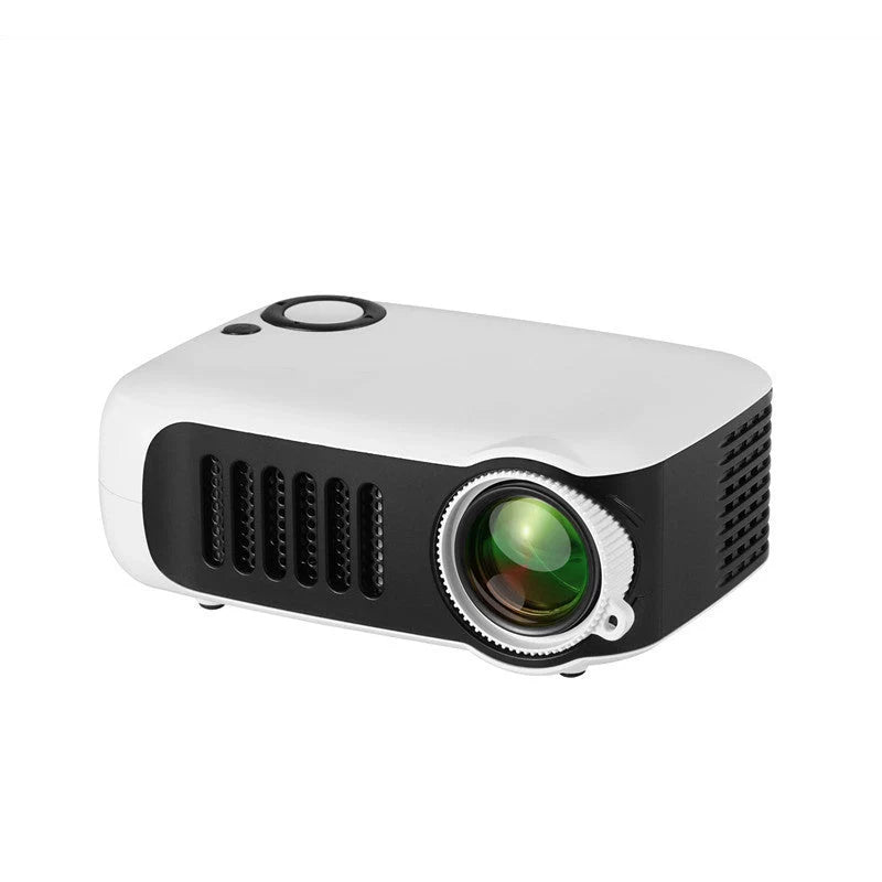 A2000 Mini Portable Smart Projector in orange, white, and black with 1080P HD and 600 lumens brightness