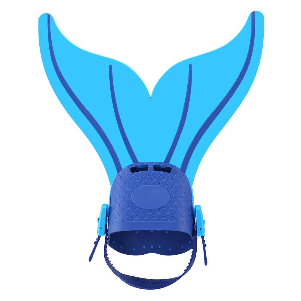 Adjustable swim fin foot flipper in blue, lake blue, and pink for enhanced swimming training