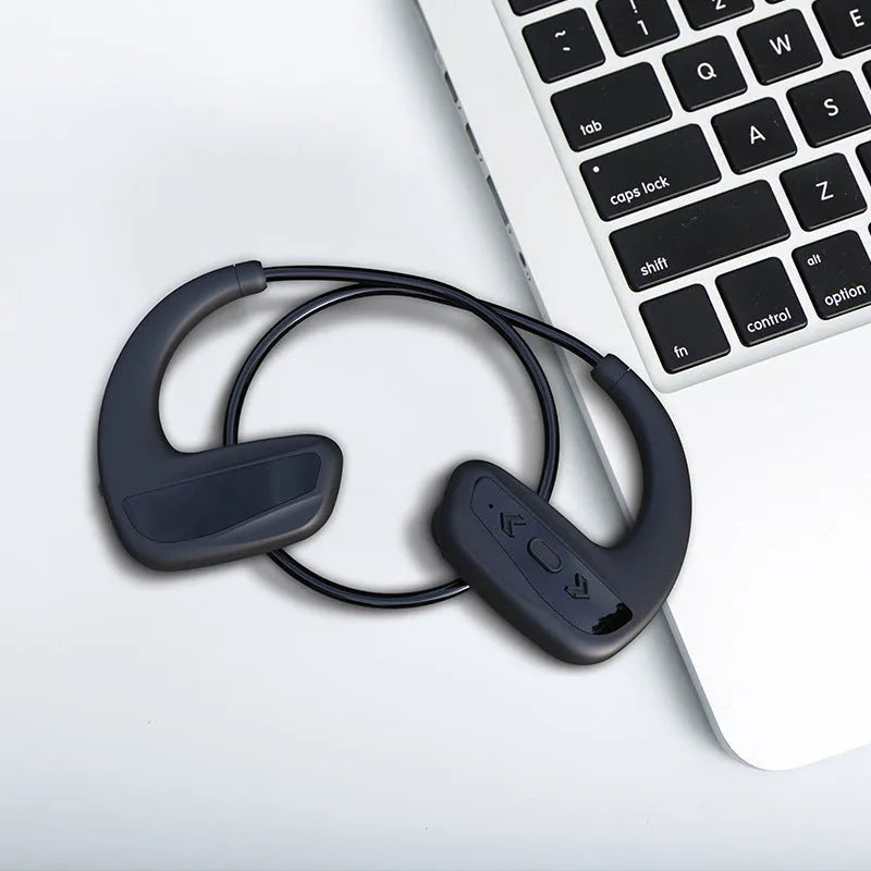 Suomijia SM608 waterproof Bluetooth swimming headset with 8GB memory in black and red options