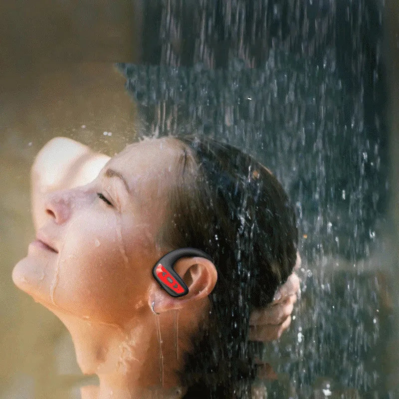 Suomijia SM608 waterproof Bluetooth swimming headset with 8GB memory in black and red options