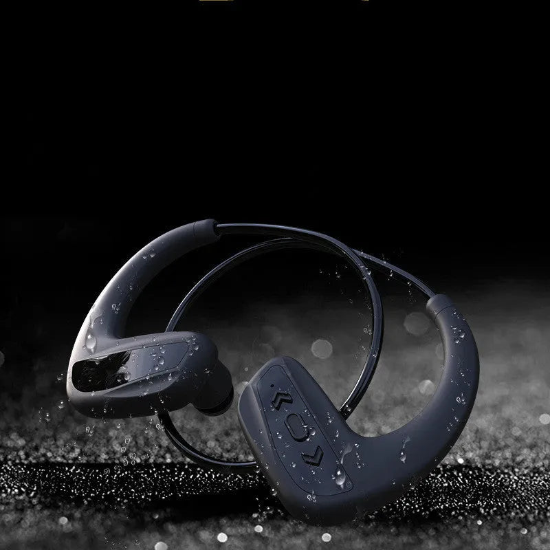 Suomijia SM608 waterproof Bluetooth swimming headset with 8GB memory in black and red options
