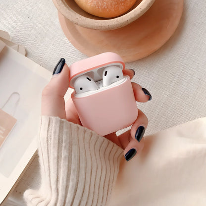 Black plastic wireless Bluetooth headset case for AirPods 1 and 2, 5.8 cm size with snap lid